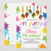 Art Party Invitation Birthday Painparty Kaart (Voorkant / Achterkant)
