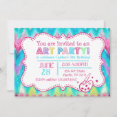 Art Party Invitation Waterverf Kat Chevron Kaart (Voorkant)