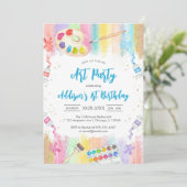 Art Party Painting Craft Birthday Invitation Kaart (Staand voorkant)