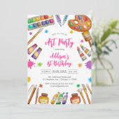 Art Party Painting Craft Birthday Party Invitation Kaart (Staand voorkant)
