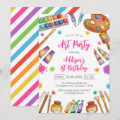 Art Party Painting Craft Birthday Party Invitation Kaart (Voorkant / Achterkant)