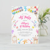 Art Party Painting Craft Birthday Party Invitation Kaart (Staand voorkant)