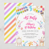 Art Party Painting Craft Birthday Party Invitation Kaart (Voorkant / Achterkant)