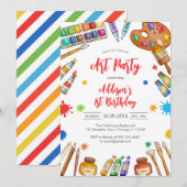 Art Party Painting Craft Birthday Party Invitation Kaart (Voorkant / Achterkant)