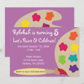 Art Party Palette nodigt Paars uit Kaart (Voorkant / Achterkant)