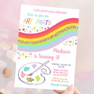 Art Party Rainbow Birthday Kaart