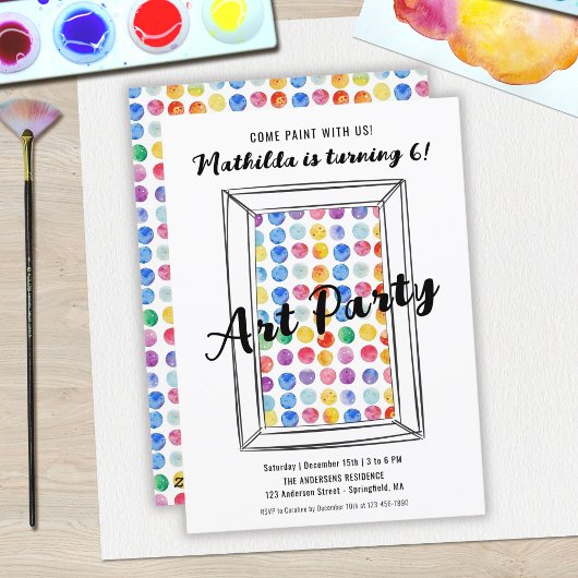 Art Party Rainbow Polka Dots Verjaardag Bash Kaart