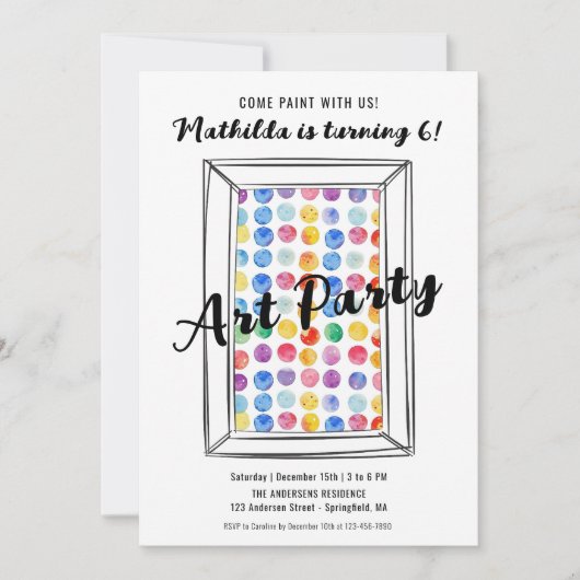 Art Party Rainbow Polka Dots Verjaardag Bash Kaart (Voorkant)