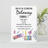 Art Party Schilderen Craft Party voor meisjes Invi Kaart (Staand voorkant)