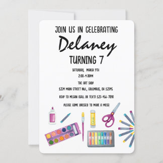 Art Party Schilderen Craft Party voor meisjes Invi Kaart