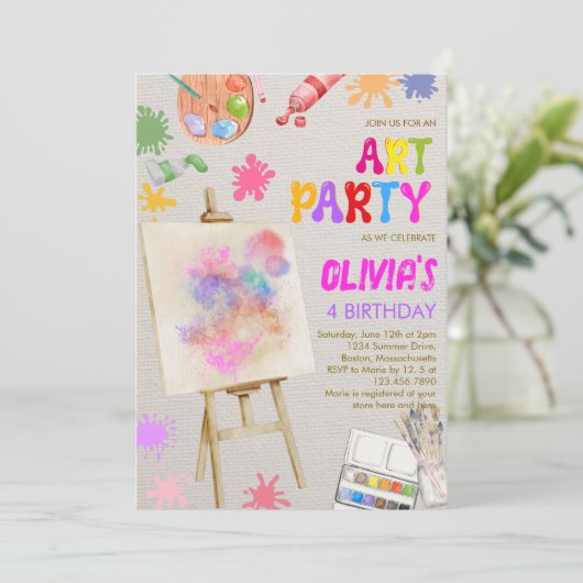 Art Party schilderij Verjaardag Kaart (Staand voorkant)