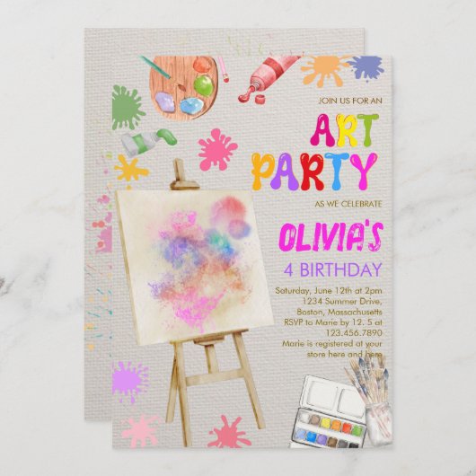 Art Party schilderij Verjaardag Kaart (Voorkant / Achterkant)