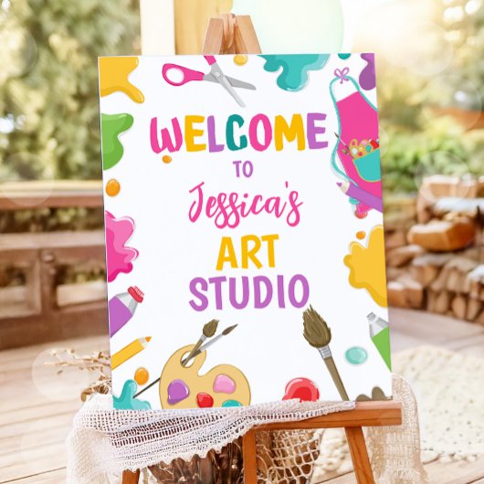 Art Party Studio Craft Paint Artist Girl Verjaarda Poster