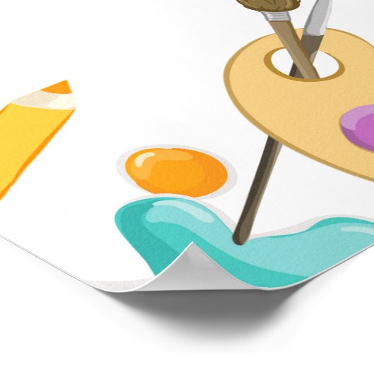 Art Party Studio Craft Paint Artist Girl Verjaarda Poster (Hoek)