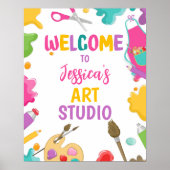 Art Party Studio Craft Paint Artist Girl Verjaarda Poster (Voorkant)
