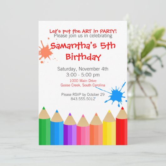 Art Party-uitnodiging Kaart (Staand voorkant)