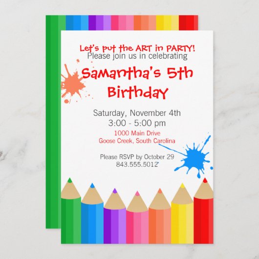 Art Party-uitnodiging Kaart (Voorkant / Achterkant)