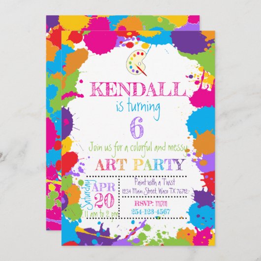 Art Party-uitnodiging Kaart (Voorkant / Achterkant)