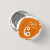 Art party verf dab oranje naam leeftijd knop ronde button 3,2 cm (Voorkant /achterkant)