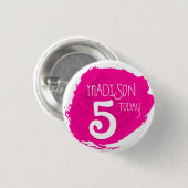 Art party verf dab roze naam leeftijd knop ronde button 3,2 cm (Voorkant /achterkant)