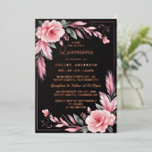 Art Pastel Font Dusty Glam Roos Gold Quinceanera Folie Uitnodiging (Staand Voorkant)