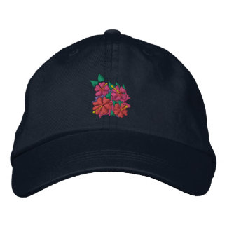 Art Pet: Christmas Hibiscus Flowers. Marineblauw Geborduurde Pet