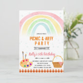 Art picnic party Invitation Kaart (Staand voorkant)