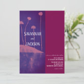 Art Pink Flower Unieke bruiloft uitnodiging (Staand voorkant)