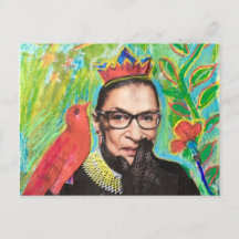 Art Post-kaart RGB Ruth Gader Ginsburg en Bird
