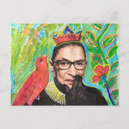Art Post-kaart RGB Ruth Gader Ginsburg en Bird Briefkaart
