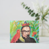 Art Post-kaart RGB Ruth Gader Ginsburg en Bird Briefkaart (Staand voorkant)