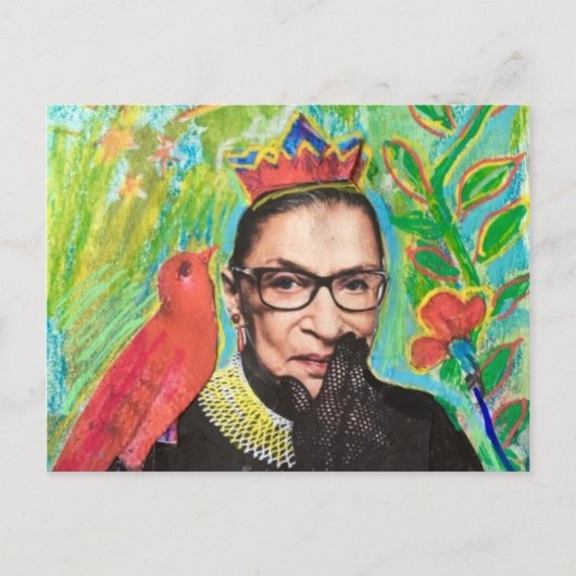 Art Post-kaart RGB Ruth Gader Ginsburg en Bird Briefkaart (Voorkant)