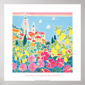 Art Poster: Blushing Pink Sky over Menton Poster