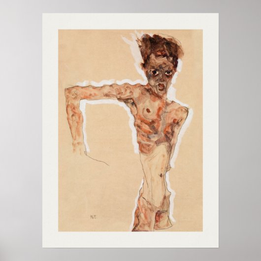 ART POSTER : EGON SCHIELE ZELFPORTRAIT : 1911 (Voorkant)