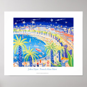 Art Poster: Franse kus, Nice. Door John Dyer Poster