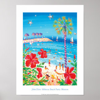 Art Poster: Hibiscus Beach Party, Menton, Frankrij Poster