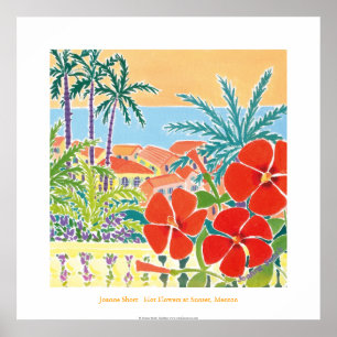 Art Poster: Hot Flowers op zonsondergang, Menton Poster
