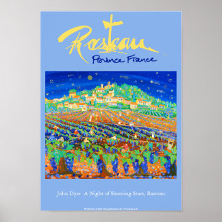 Art Poster: Rasteau, Frankrijk. Provence Blue Poster