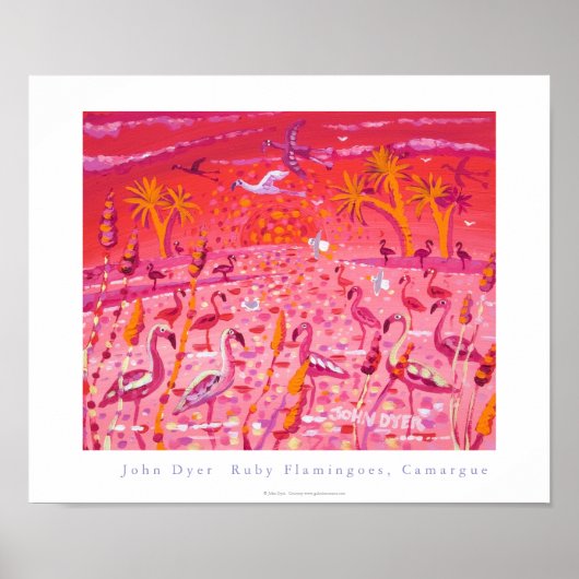 Art Poster: Ruby Flamingoes, Camargue, Frankrijk Poster (Voorkant)