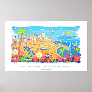 Art Poster: Summertime Days, St. Ives, Cornwall Poster