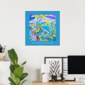 Art Poster: Swaying Caribbean Coconuts, Costa Rica Poster (Thuiskantoor)