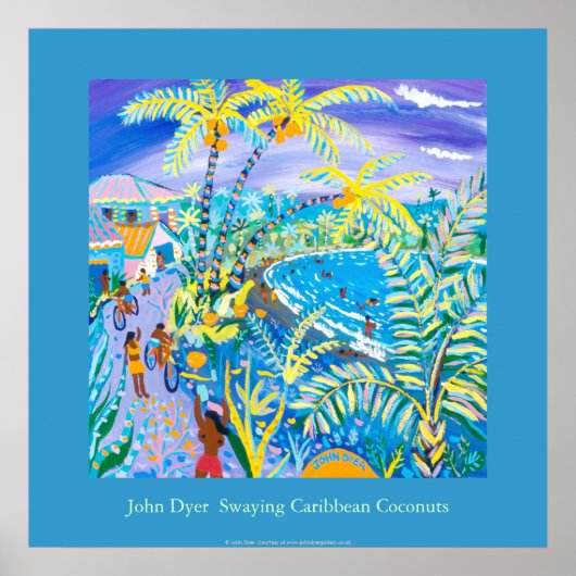 Art Poster: Swaying Caribbean Coconuts, Costa Rica Poster (Voorkant)