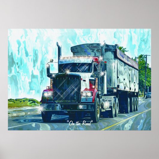 Art Poster voor Big Rig Red Freight Truck (Voorkant)