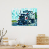 Art Poster voor Big Rig Red Freight Truck (Keuken)