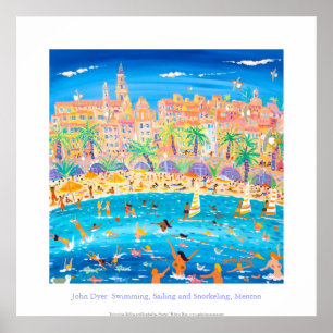 Art Poster: Zwemmen, Sailen & Snorkelen, Menton Poster