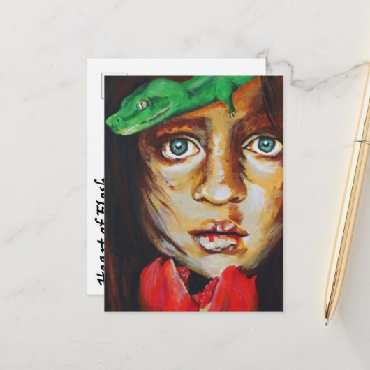 Art Print Briefkaart - Eva en de Slang (Voorkant / Achterkant in situ)