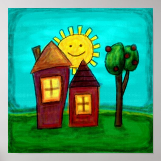 Art Print, Happy Houses Poster (Voorkant)