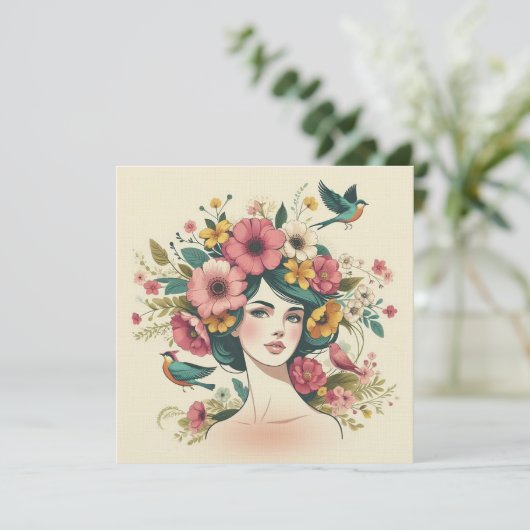 Art Print Kaart Vogellied in de zomer (Staand voorkant)