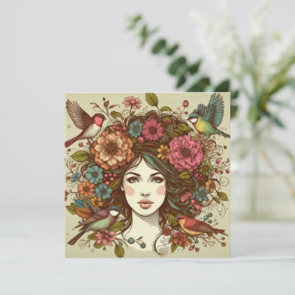 Art Print Kaart Vogels Liedje in de Herfst