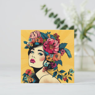 Art Print Kaart Vrouw met bloemenkrans